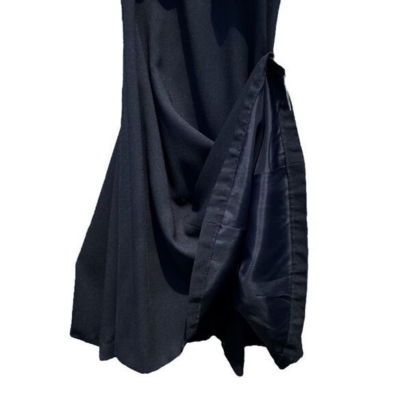 Morton Myles For The Warrens Dress Midi Black Silk Cocktail Vintage Women 4 - Picture 4 of 9